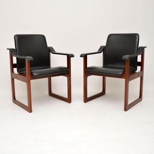 Pair of Vintage Danish Rosewood & Leather Armchairs (1 of 12)