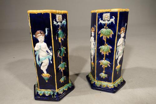 Very Rare Pair of Late 19th Century Majolica Stick Stands (1 of 5) Very Rare Pair of Late 19th Century Majolica Stick Stands (1 of 5)