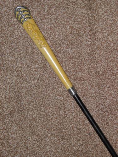 Vintage Silver Plate Walking Stick / Cane with Floral Detailed Celluloid Handle (1 of 11)