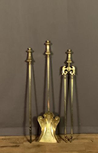 Lovely Trio of Brass Art Nouveau Fire Irons (1 of 6) Lovely Trio of Brass Art Nouveau Fire Irons (1 of 6)