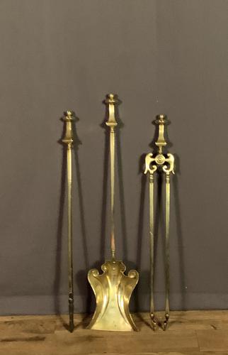 Lovely Trio of Brass Art Nouveau Fire Irons (1 of 6)