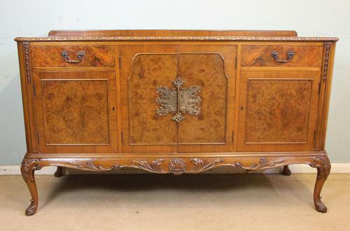 Burr Walnut Queen Anne Style Sideboard Server c.1930 (1 of 16)