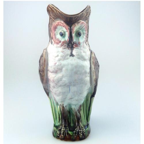 Attractive Novelty Majolica Pottery William Brownfield Owl Jug 2. C.1885 (1 of 8)