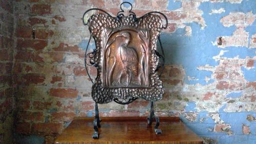 Arts & Crafts Copper Embossed Fire Screen (1 of 5) Arts & Crafts Copper Embossed Fire Screen (1 of 5)