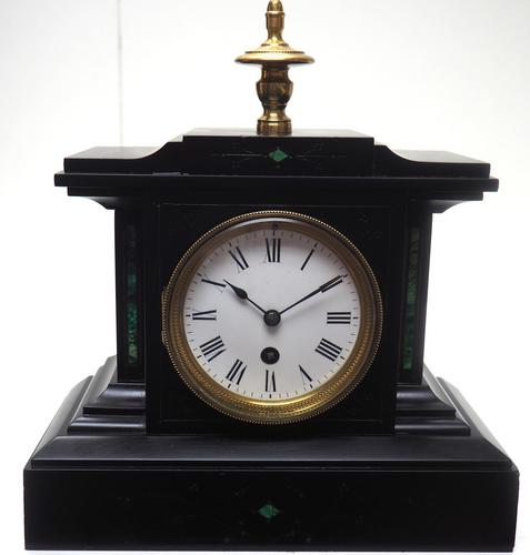 Amazing French Slate Mantel Clock Timepiece Mantle Clock with Machilite Inlay (1 of 11) Amazing French Slate Mantel Clock Timepiece Mantle Clock with Machilite Inlay (1 of 11)