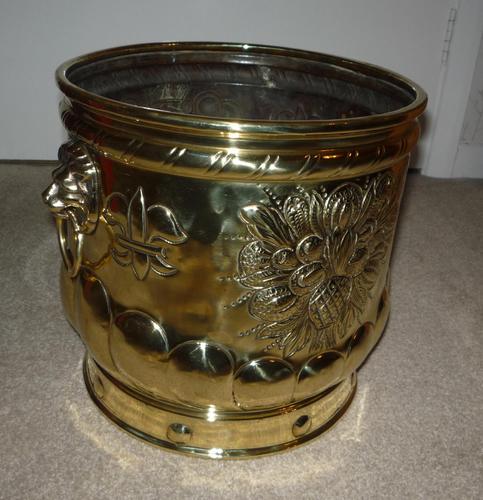 Brass Embossed Pot c.1900 (1 of 2) Brass Embossed Pot c.1900 (1 of 2)