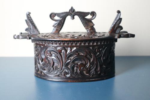 Scandinavian / Norwegian 'Folk Art' Baroque / Acanthus carved tine box c.1885 (1 of 53)