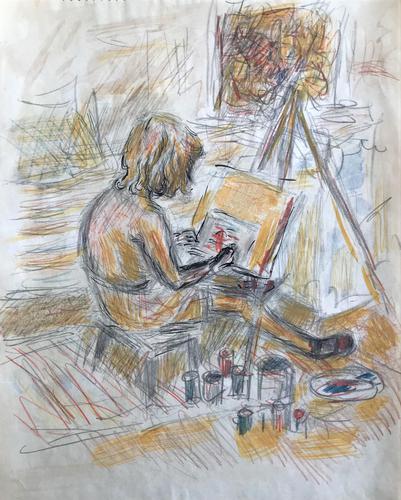 Original Watercolour 'The young artist, Anna painting' 1942' by Peter Potworowski. 1898-1961 (1 of 1) Original Watercolour 'The young artist, Anna painting' 1942' by Peter Potworowski. 1898-1961 (1 of 1)