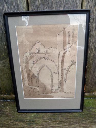 18th Century Old Master Pen & Ink "Ruins" (1 of 6)