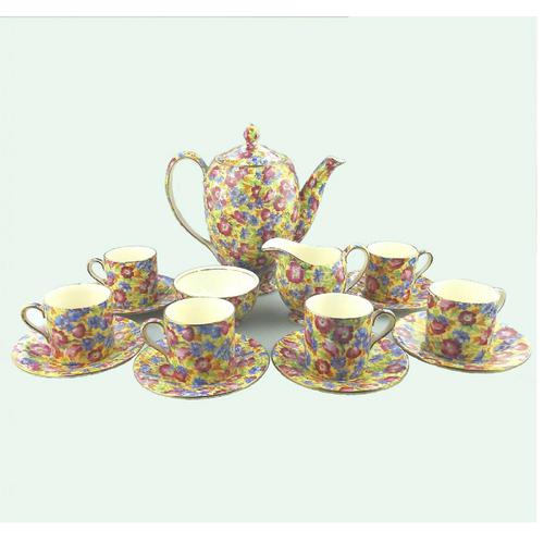 Good Art Deco Royal Winton Chintz Royalty Coffee Set c.1934 (1 of 11)