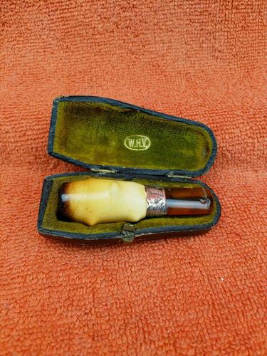 Antique Sterling Silver Hallmarked Silver & Amber Cheroot Holder 1897, William Henry Vince (1 of 11)