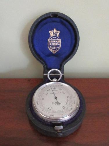 Superb Antique Silver Pocket Barometer & Case (1 of 8)