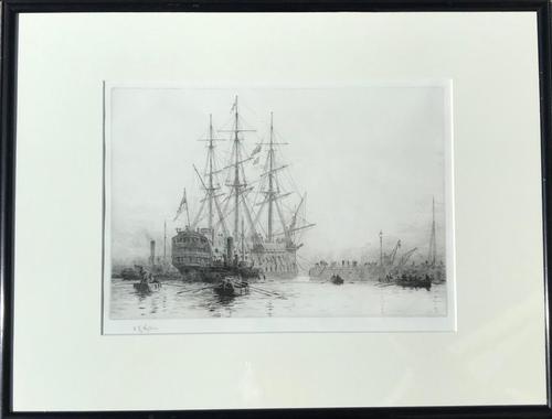 HMS Victory Entering Dry Dock 1922 - Etching Signed W.L.Wyllie R A (1 of 2) HMS Victory Entering Dry Dock 1922 - Etching Signed W.L.Wyllie R A (1 of 2)