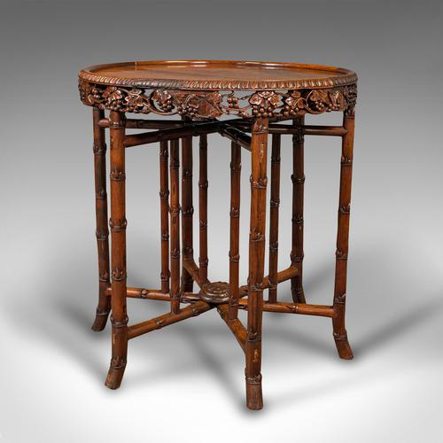 Antique Carved Campaign Table, Anglo Indian, Folding, Colonial, Victorian, 1880 (1 of 11)