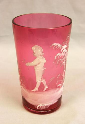 Antique Mary Gregory Cranberry Glass Beaker (1 of 5) Antique Mary Gregory Cranberry Glass Beaker (1 of 5)
