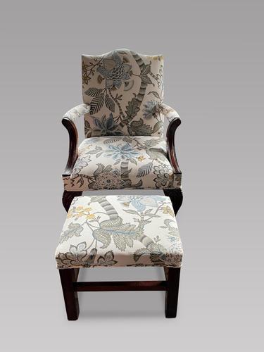 Mahogany Gainsborough Style Armchair with Cabriole Legs to Ball & Claw Feet & Foot Stool (1 of 3)