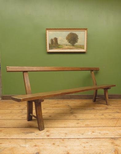 Antique Elm & Pine Sunday School Bench, Rustic Hall Seat (1 of 14)