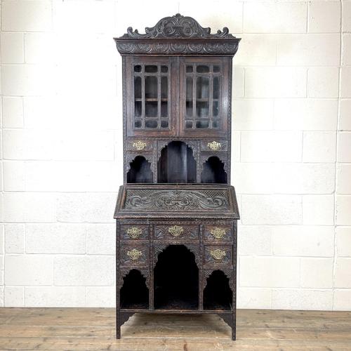 Antique Victorian Oak Bureau Bookcase (1 of 16)