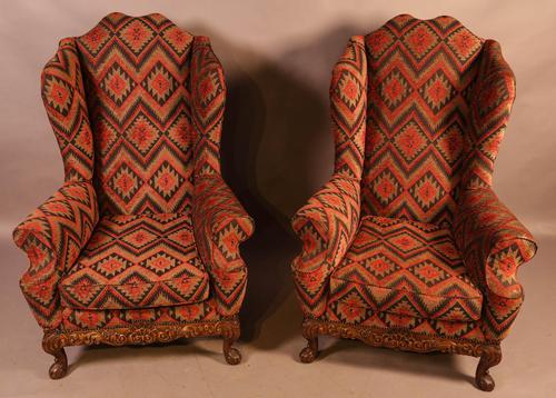 Very Good Pair of Wing Armchairs in the style of George II (1 of 15)