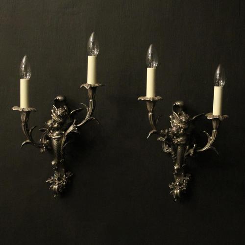French Silver Gilded Cherub Antique Wall Sconces (1 of 10) French Silver Gilded Cherub Antique Wall Sconces (1 of 10)