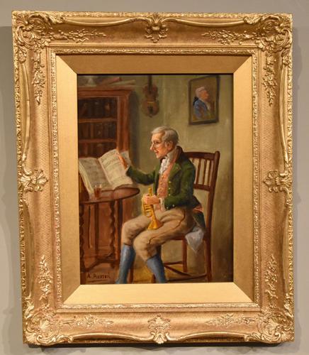 Oil Painting by Alexander Austen "The Trumpet Player" (1 of 5) Oil Painting by Alexander Austen "The Trumpet Player" (1 of 5)