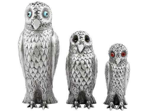 Sterling Silver Owl Pepperettes - Antique Victorian (1 of 12) Sterling Silver Owl Pepperettes - Antique Victorian (1 of 12)