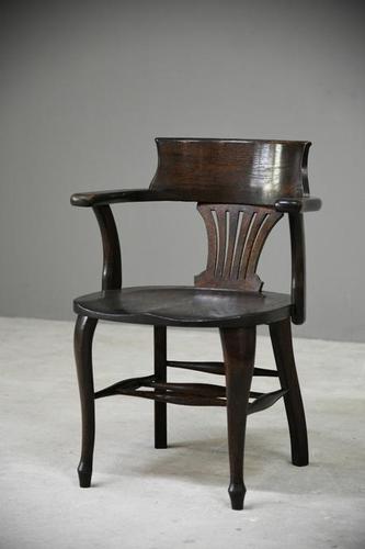 Antique Dark Oak Desk Chair (1 of 10)