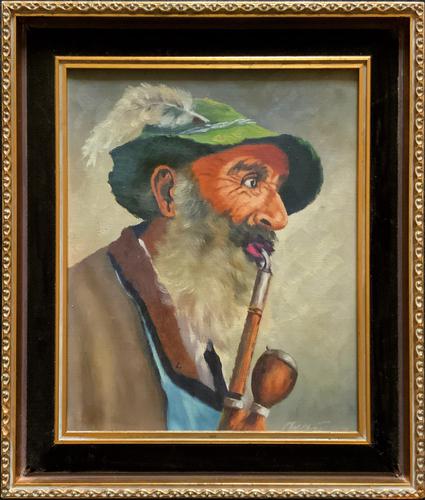An Old Pipe Smoker - Original Signed Vintage Oil On Canvas Portrait Painting (1 of 10) An Old Pipe Smoker - Original Signed Vintage Oil On Canvas Portrait Painting (1 of 10)