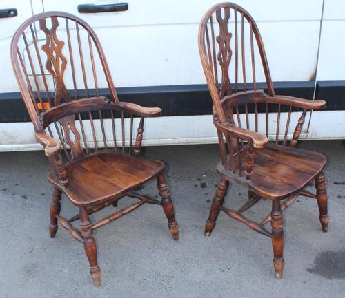 1940's Pair of Oak Country Farmhouse Chairs (1 of 5)