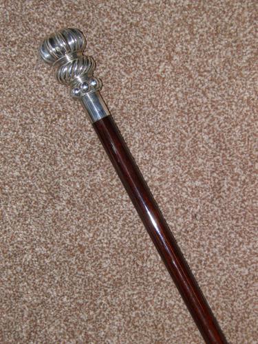 Vintage 925 Silver Segment Patterned Topped Walking Stick / Cane (1 of 11)