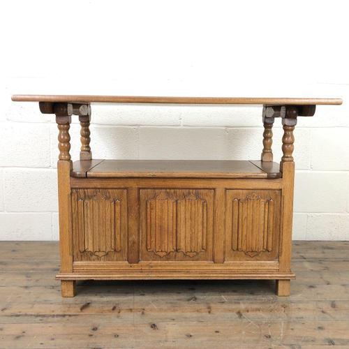 Antique Panelled Pale Oak Monk’s Bench (m-2300) (1 of 9)