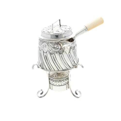 Rare Antique Solid Silver Lidded Brandy Sauce Pan Warmer with Burner (1 of 6) Rare Antique Solid Silver Lidded Brandy Sauce Pan Warmer with Burner (1 of 6)