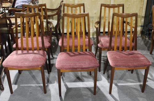 Gplan 1960s Set 6 Quality Walnut Dining Chairs Pink Stripe Seats (1 of 4) Gplan 1960s Set 6 Quality Walnut Dining Chairs Pink Stripe Seats (1 of 4)