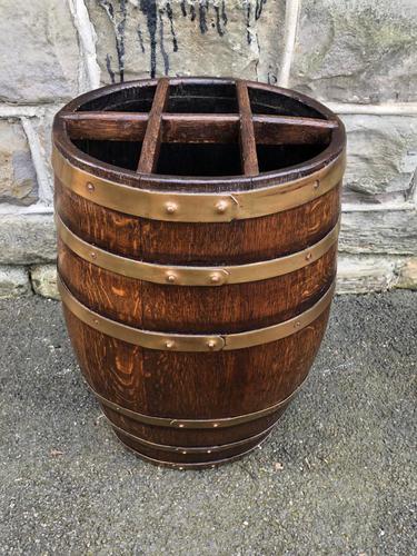 Antique Brass Bound Oak Stick Stand (1 of 6)