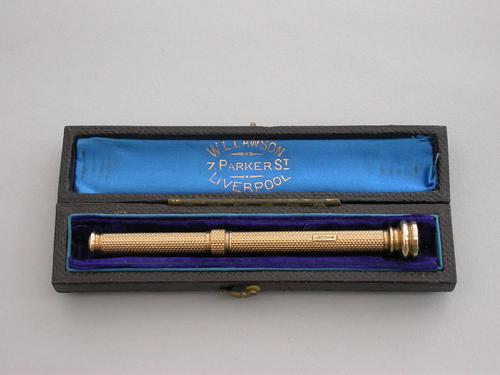 Victorian Cased 10crt Gold Sliding Propelling Pencil (1 of 15) Victorian Cased 10crt Gold Sliding Propelling Pencil (1 of 15)