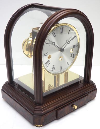 Wow! Franz Hermle & Sohne Musical Bell Chiming Mahogany & Glass Mantel Clock (1 of 13)