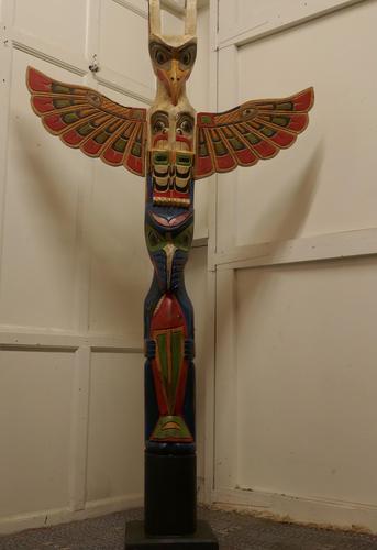 20th Century Native American Painted Totem Pole (1 of 7) 20th Century Native American Painted Totem Pole (1 of 7)