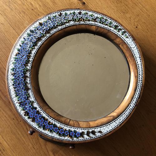 19th Century Italian Olive Wood Easel Mirror - Millefiori Micro Inlaid Detail (1 of 10) 19th Century Italian Olive Wood Easel Mirror - Millefiori Micro Inlaid Detail (1 of 10)