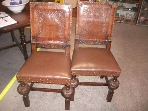 Pair of Ornately Carved Oak Chairs (1 of 3)