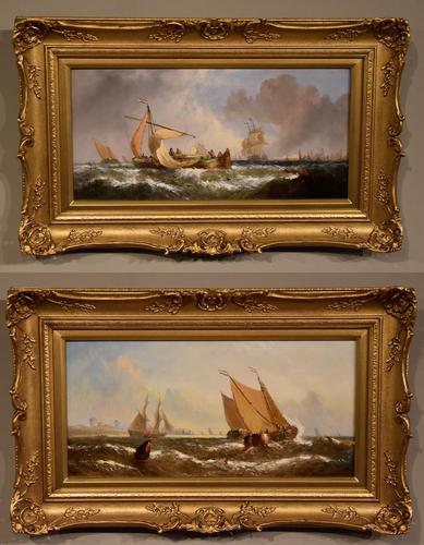 Oil Painting Pair by William Calcott Knell "Fishing Boats of the Dutch Coast" (1 of 9) Oil Painting Pair by William Calcott Knell "Fishing Boats of the Dutch Coast" (1 of 9)