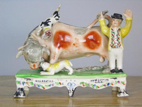 Rare Bull Baiting Staffordshire Figure Obadiah Sherratt (1 of 11)