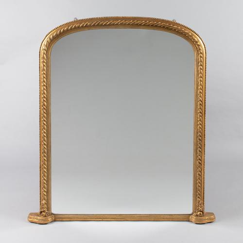 Large Victorian English Gilt Overmantle Mirror (1 of 10)