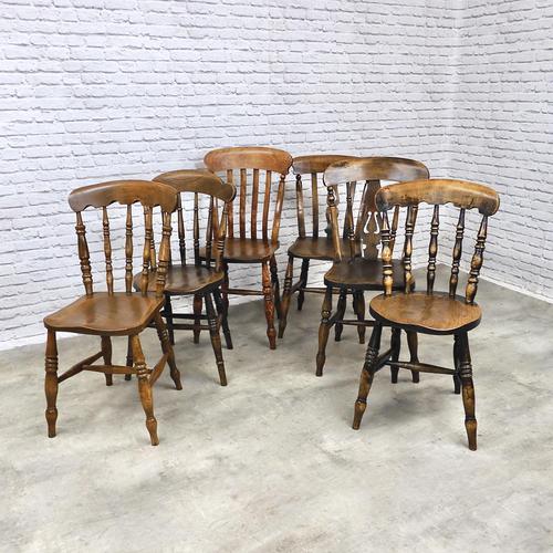 Interesting Assortment of 6 Windsor Kitchen Chairs (1 of 8)