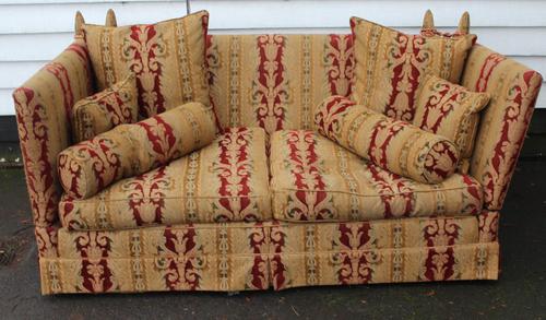 1900s Parker Knowle Drop End Sofa in Gold and Red. (1 of 3) 1900s Parker Knowle Drop End Sofa in Gold and Red. (1 of 3)