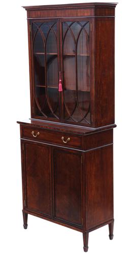 Georgian revival mahogany glazed bookcase on cupboard C1890 (1 of 12)