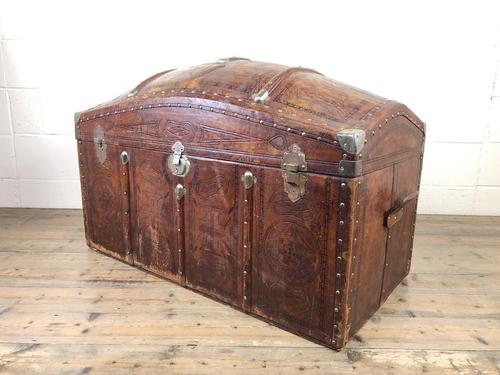 Large Leather Bound Dome Top Trunk (1 of 15)