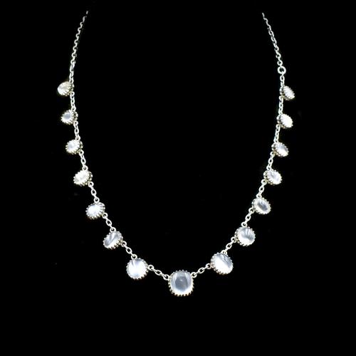 Antique Moonstone Sterling Silver 16" Riviere Fringe Necklace (1 of 7)