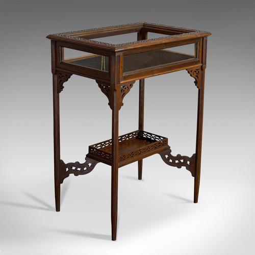 Antique Bijouterie Table, English, Walnut, Glass, Display, Edwardian c.1910 (1 of 12)