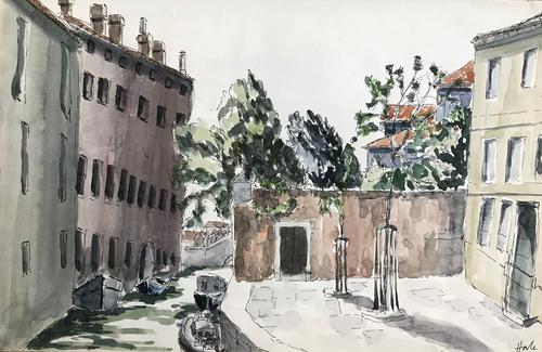 Original watercolour 'a backwater of Venice' by Helen Hale. ROI. B.1936 Signed c.1970 (1 of 1) Original watercolour 'a backwater of Venice' by Helen Hale. ROI. B.1936 Signed c.1970 (1 of 1)
