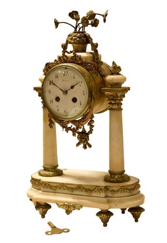 Mid 19th Century French Ormolu & Alabaster Portico Clock (1 of 8) Mid 19th Century French Ormolu & Alabaster Portico Clock (1 of 8)